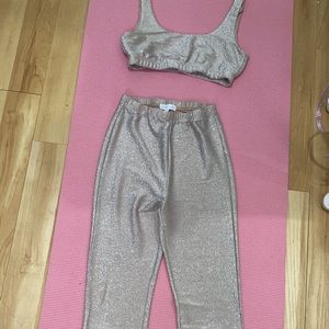 Two piece glitter pants set